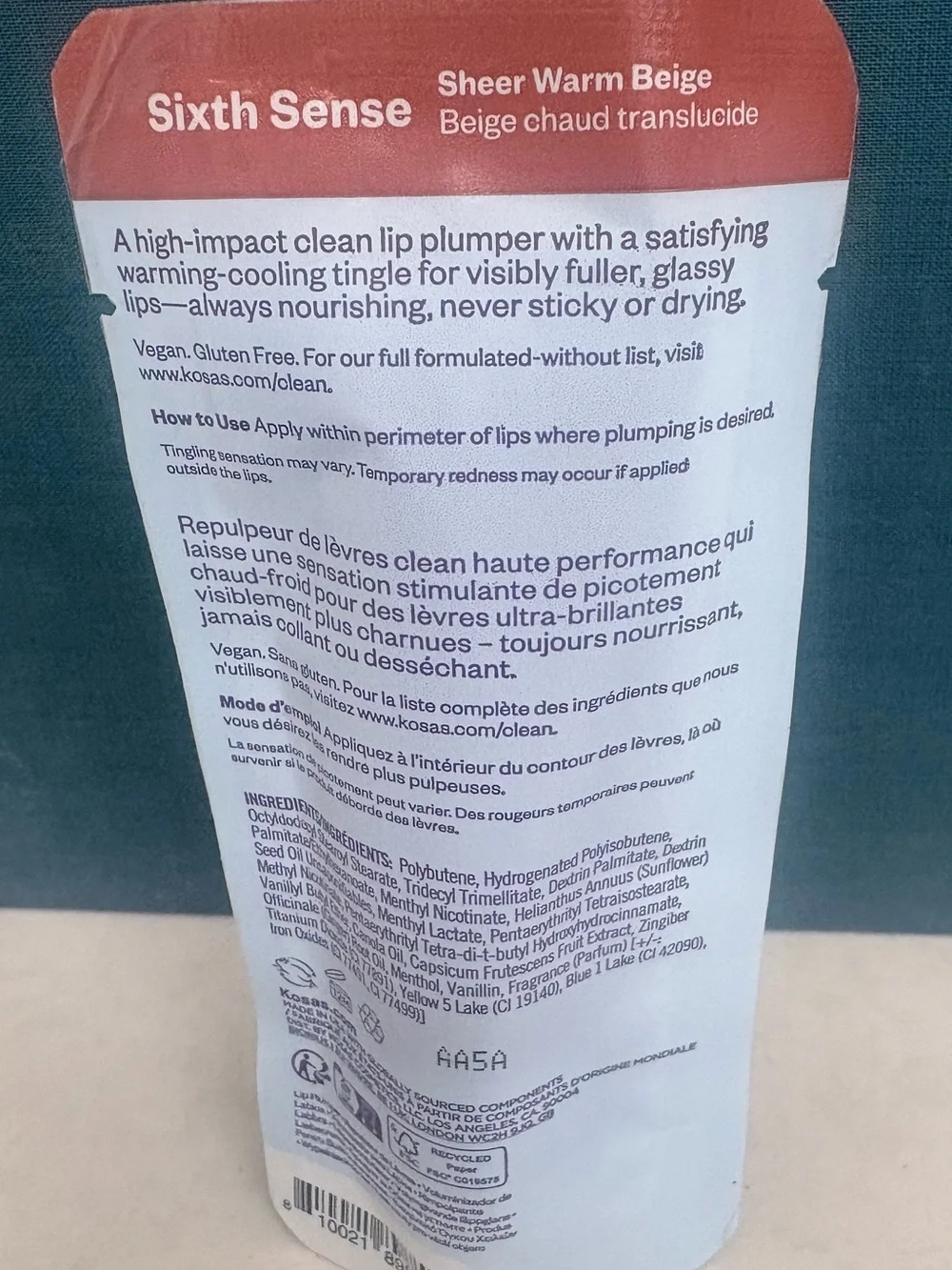 Kosas Lip Pulse Lip Plumper Gloss - Sixth Sense - Sheer Warm Beige - MSRP $25